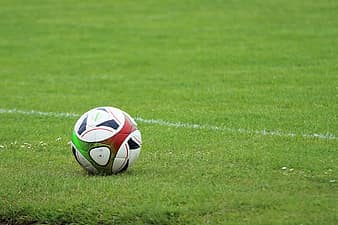 A football on an empty field 