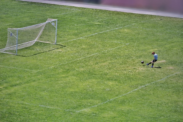 A player shooting a penalty