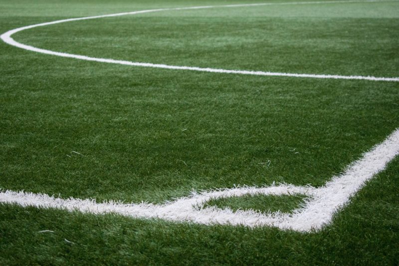 A close-up of a stadium corner