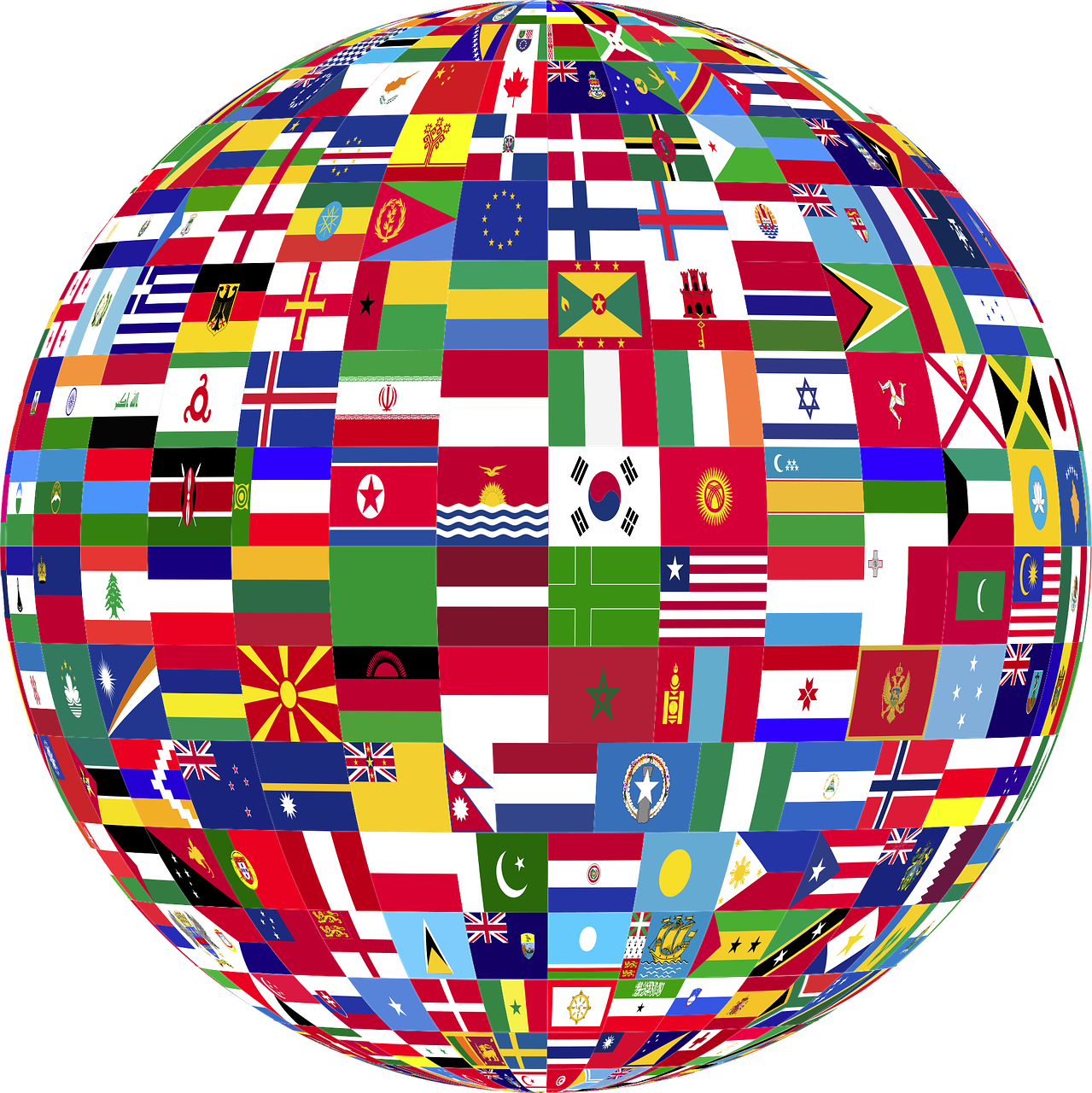 Nations of the world The globe made up of flags of various nations