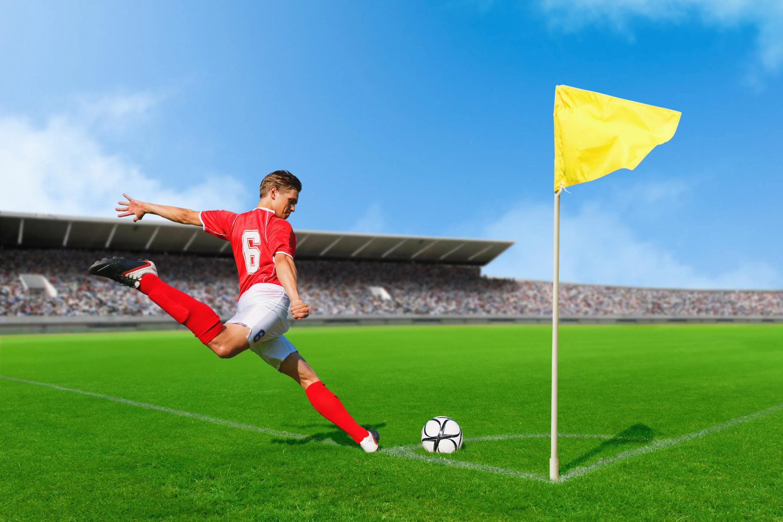 Soccer Player Taking Corner Kick