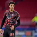 Trent Alexander-Arnold of Liverpool FC warms up before the UEFA Champions League